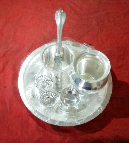 Metal Silver Coated Pooja Thali at Rs 590 / Set in Pune - ID: 3773445 ...