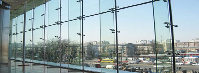 Spider Glass Facade, for train station, airport, shopping mall, office building, Color : Transparent
