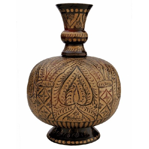 Common Polished Brass Handicraft Vase, for Decoration, Pattern : Non Printed