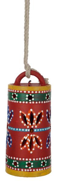 RURALSHADES Terracotta Hand Painted Hanging Lamp Handicraft Red