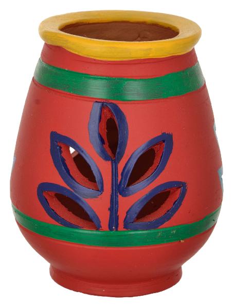 RURALSHADES Terracotta Hand Painted Red Diya Diffuser Handicraft