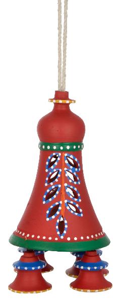 RURALSHADES Terracotta Hand Painted Red Hanging Bell Lamp Handicraft