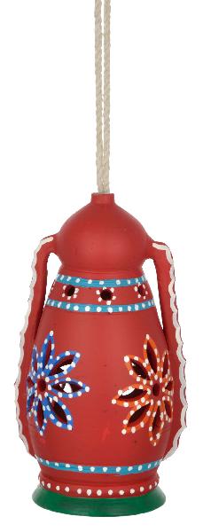 RURALSHADES Terracotta Hand Painted Red Hanging Lantern Lamp Handicraft