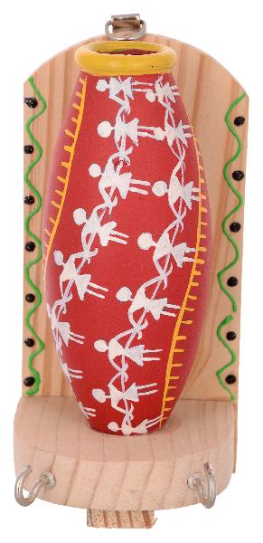 RURALSHADES Terracotta Traditional Warli Painted Red Pot Key Holder
