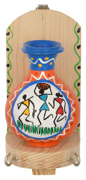 RURALSHADES Terracotta Traditional Warli Painted Pot Key Holder