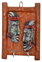 Terracotta Tribal Face Key Holder