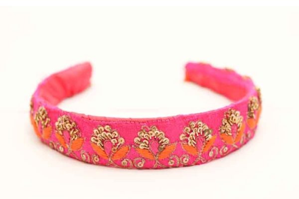 Coral Embroidered Hairband