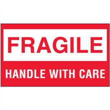 DL1070 3" X 5" Label "Fragile Handle with Care" 500/Roll