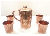Copper Water Pitcher and Glass Set