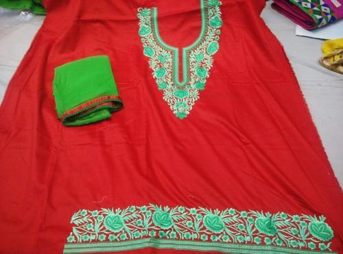 Red Thread Work Embroidered Unstitched Suits