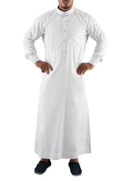 Blue Anchored Simple Saudi Suiting Thobe