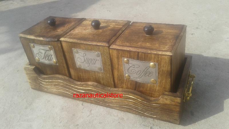 Wooden Vintage Kitchen Three Box Container Set