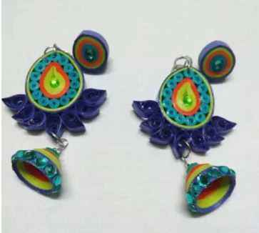 Buy Peacock Blue Paper Quilling Earrings Feather Earrings 1st Online in  India  Etsy