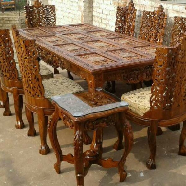 Dining table deals wood carving