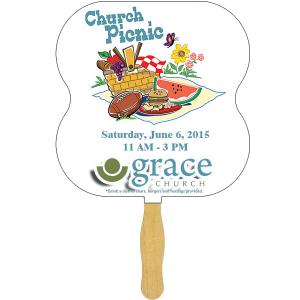 HOUR GLASS GLUED HAND FAN WITH FOUR COLOR PROCESS IMPRINT