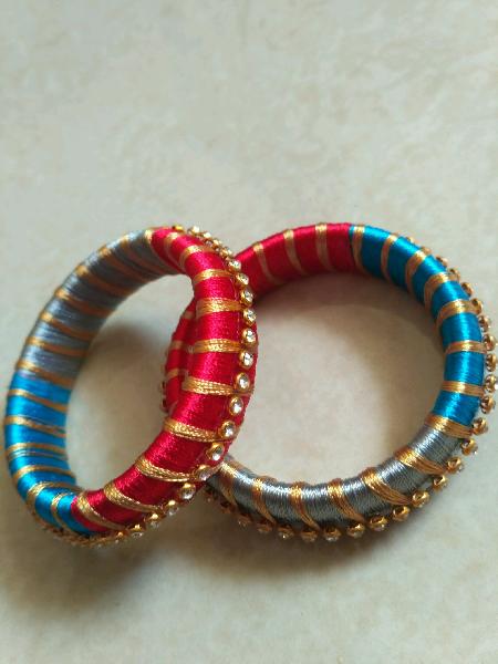 Multi color silk thread bangle