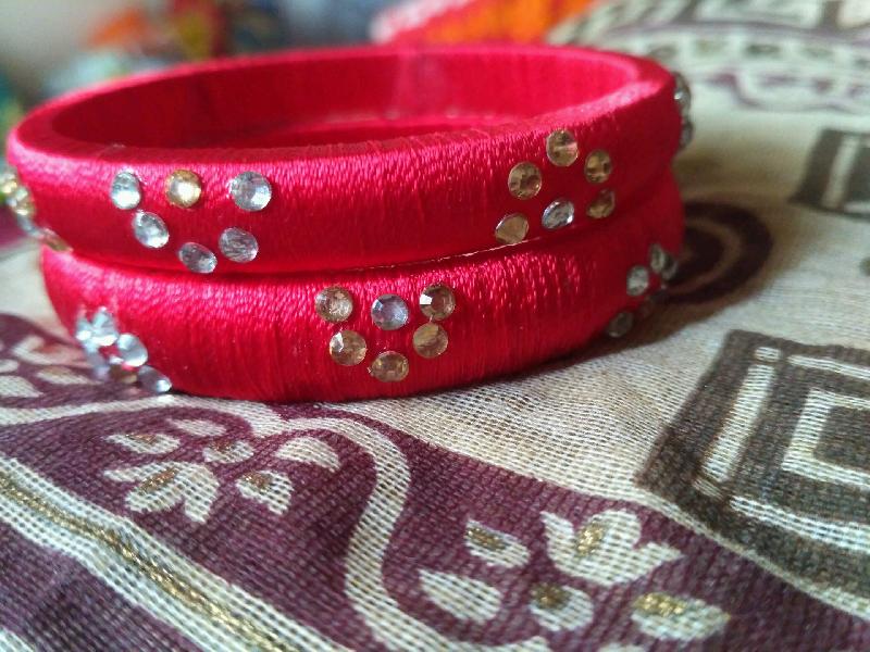 Silk thread bangles and on sale earrings