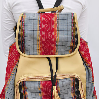 Grey Beige Ikat Back Pack