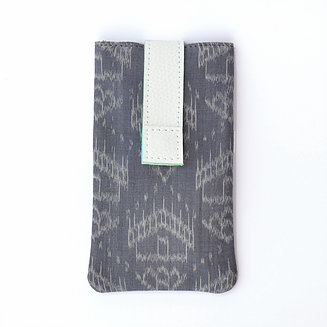 Grey White Ikat Mobile Pouch