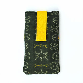 Military Green Yellow Ikat Mobile Pouch