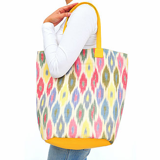 Multicolor Yellow Ikat Tote Bag