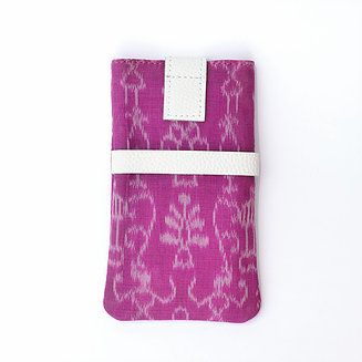Pink White Ikat Mobile Pouch