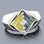 White blue yellow mens-diamond ring 2ct-p-43650
