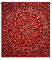 Indianfebric Home Decor Mandala Tapestry, for Bedding, Color : Red