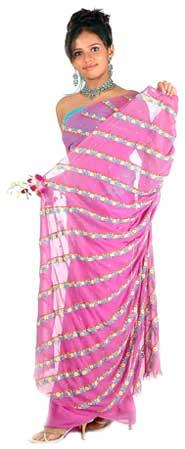 Pink Embroidered Saree