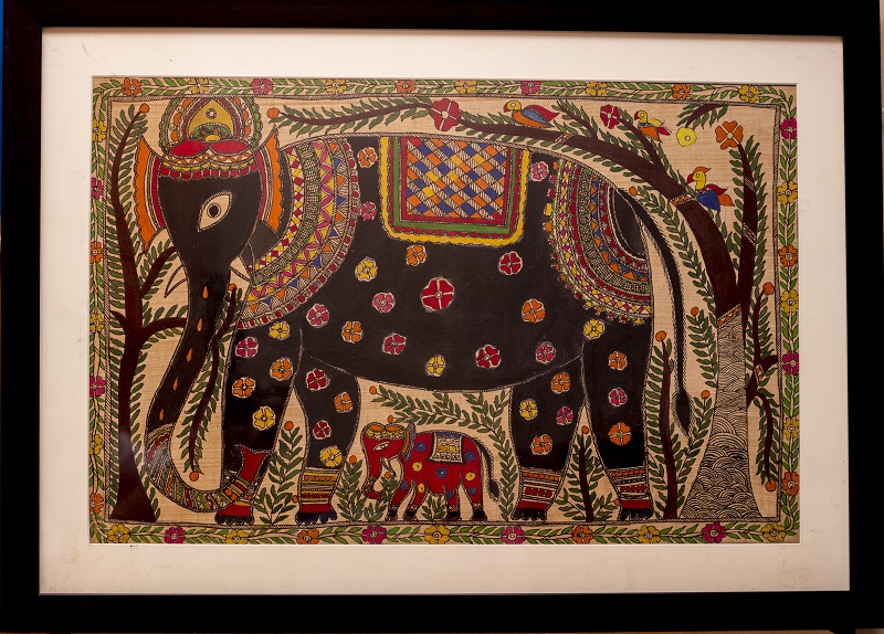 Handpainted Madhubani Elephant Painting