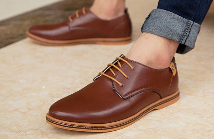 Mens brown sale leather casual shoes