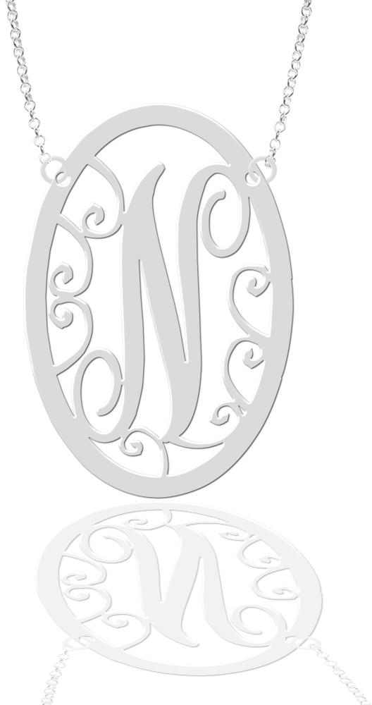 Orosilber 3 Initials Monogram Necklace