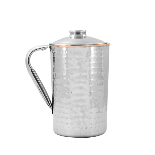 Copper SS Hammered Jug, Size : 2000 ml