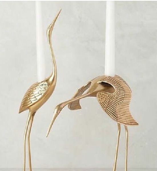 Brass Metal Flamingo Sculptures