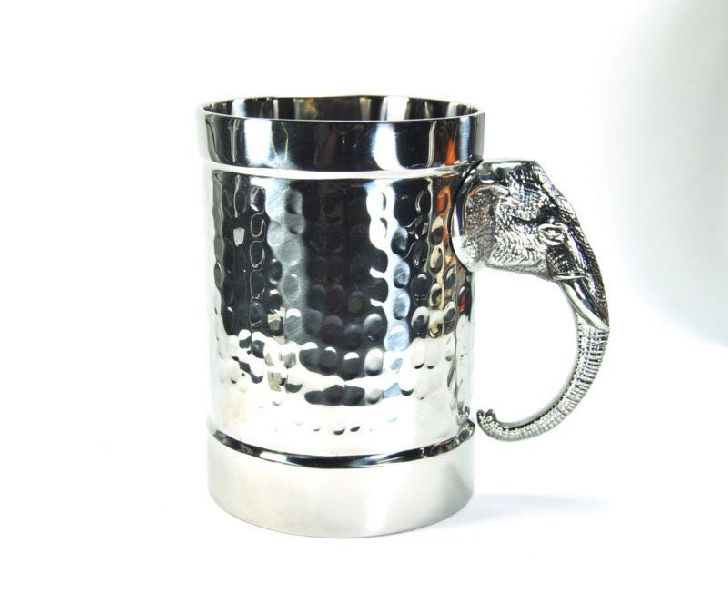 Elephant Hold Hammered Beer Mug, for water, wine etc, Size : Small / Medium / Large