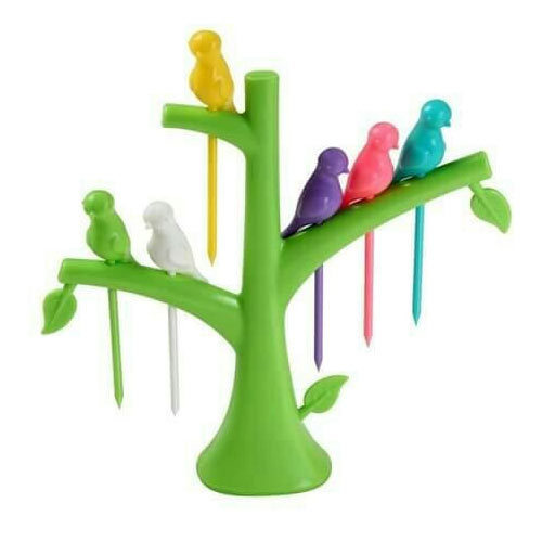 Plastic Fruit Fork Set With Stand