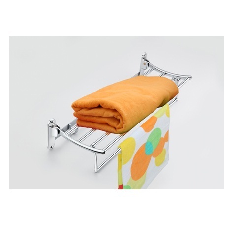  White Metal Round Folding Towel Rack, Color : Silver
