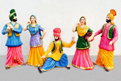Punjabi Culture Bangra Fiber Statues Set