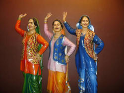 Punjabi Culture Girls Dancing Fibre Statues