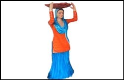 Punjabi Culture Lady FRP Fiber Statue, Color : Multicolor