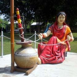Punjabi Traditional Lady Fiberglass Statue With Madhani