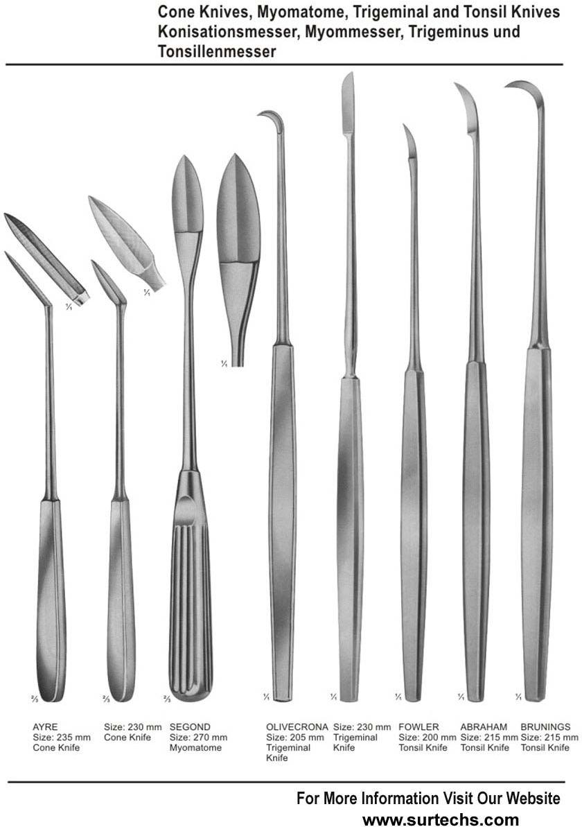Cone Knives Trigeminal Knives and Tonsil Knives
