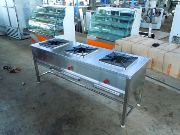 Manual Three Burner Cooking Range, for Commercial, Color : silver