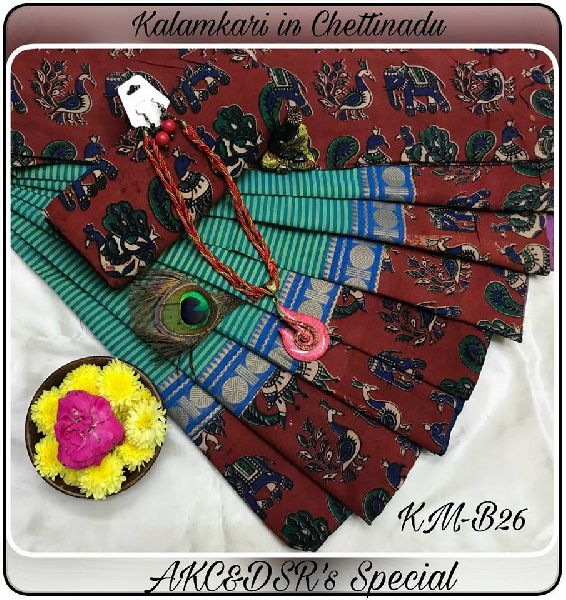 chettinadu cotton sarees with Kalamkari patch