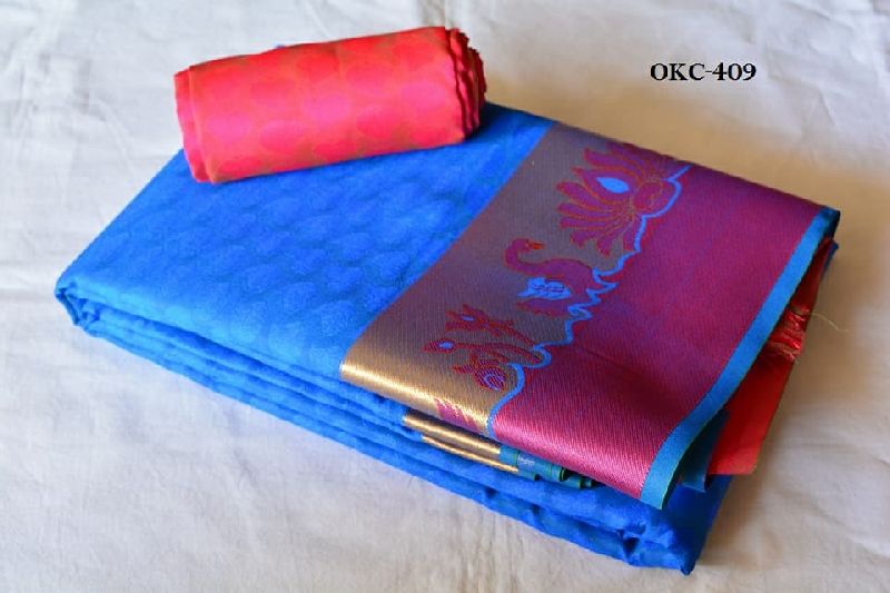 cora silk kanchipuram style sarees with contrast blouse