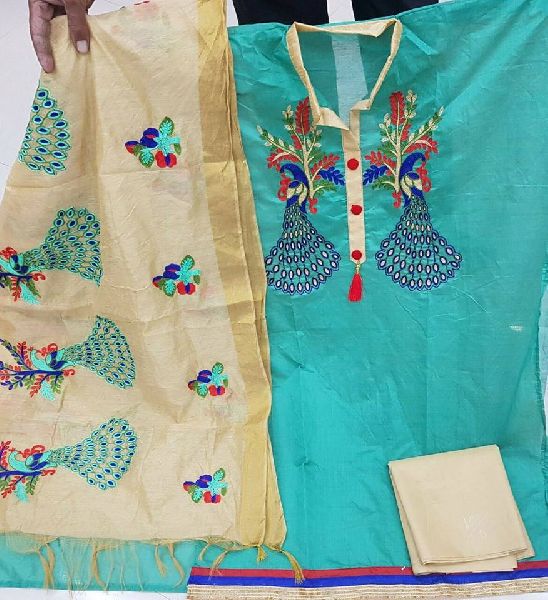 silk embroidered dress materials