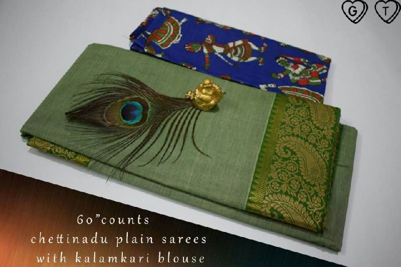 GT 60 count chettinad cotton plain sarees