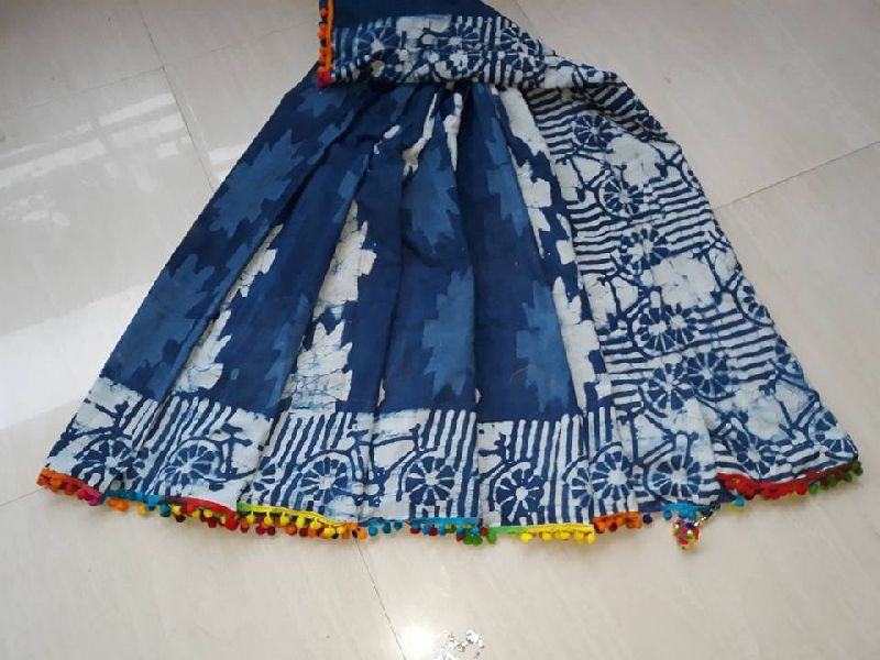 Indigo soft malmal cotton sarees