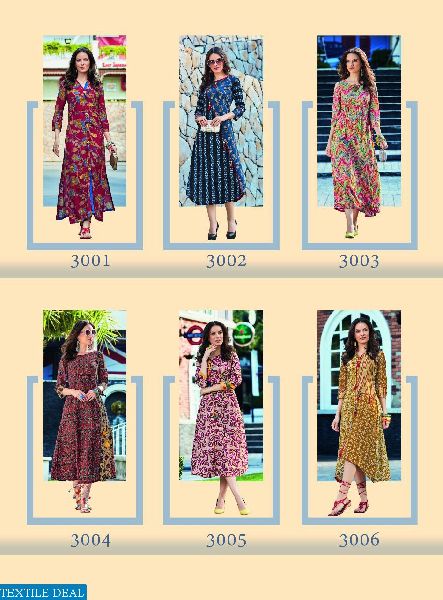 kajal fashion femina vol 3 rayon cotton printed kurtis