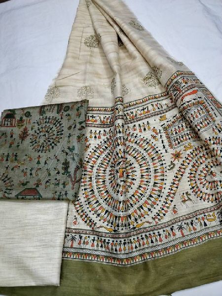 Khadi cotton printed suits with khadi dupatta